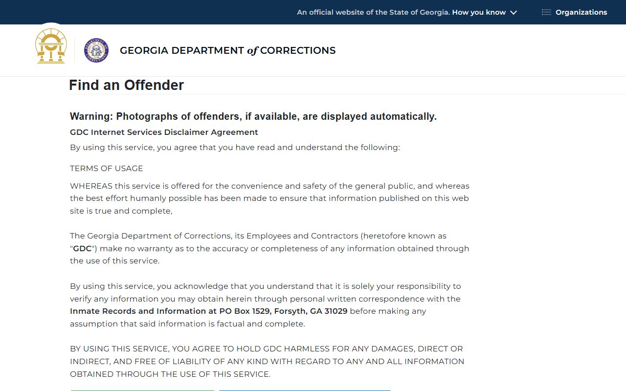 Georgia DOC locator for Seminole County sentenced inmates