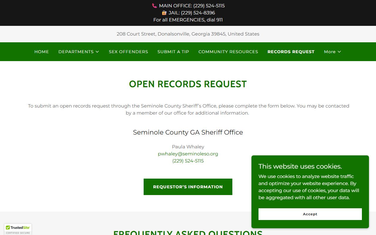 Seminole County Jail booking records request form