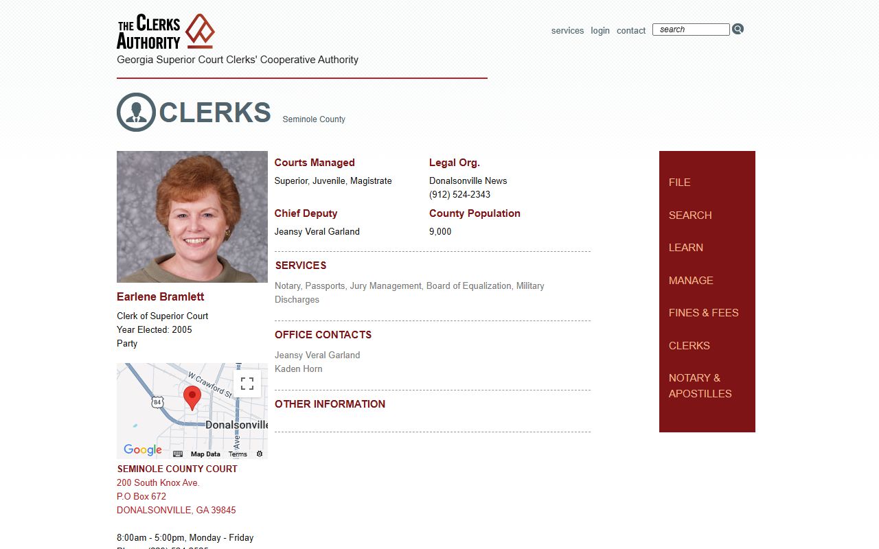 Seminole County Clerk of Superior Court profile for court records after arrest